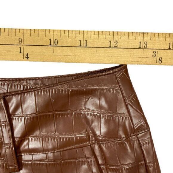 PrettyLittleThing Flare Pants Womens Size 6 Brown Faux Leather Croc Embossed New - Picture 10 of 16